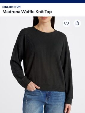 Nine Britton Black Waffle Knit Top